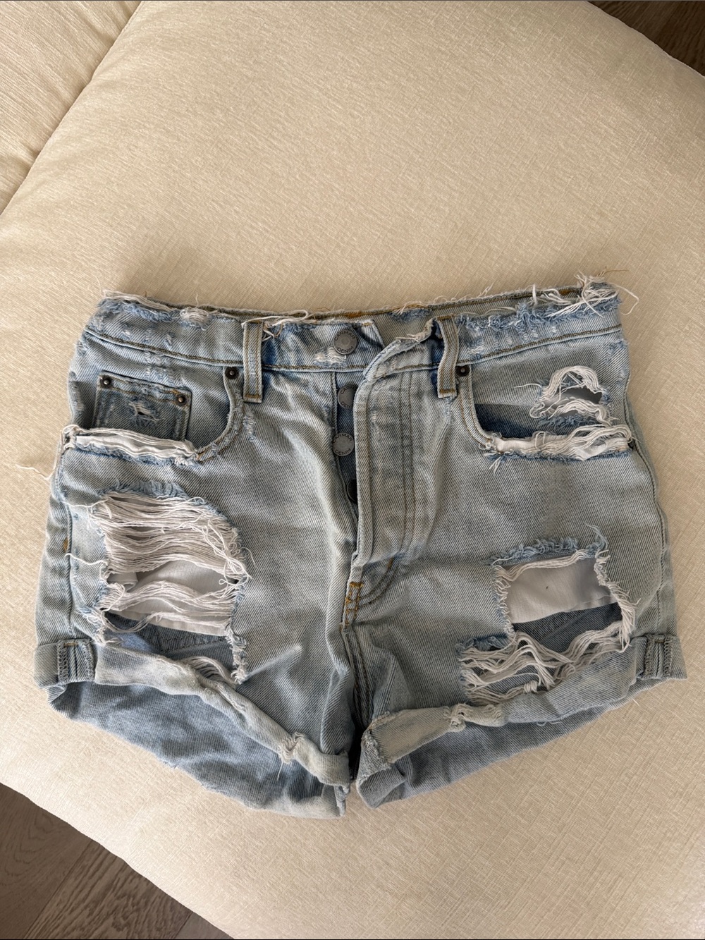 Carmar Distressed Light wash High Rise Denim Shorts